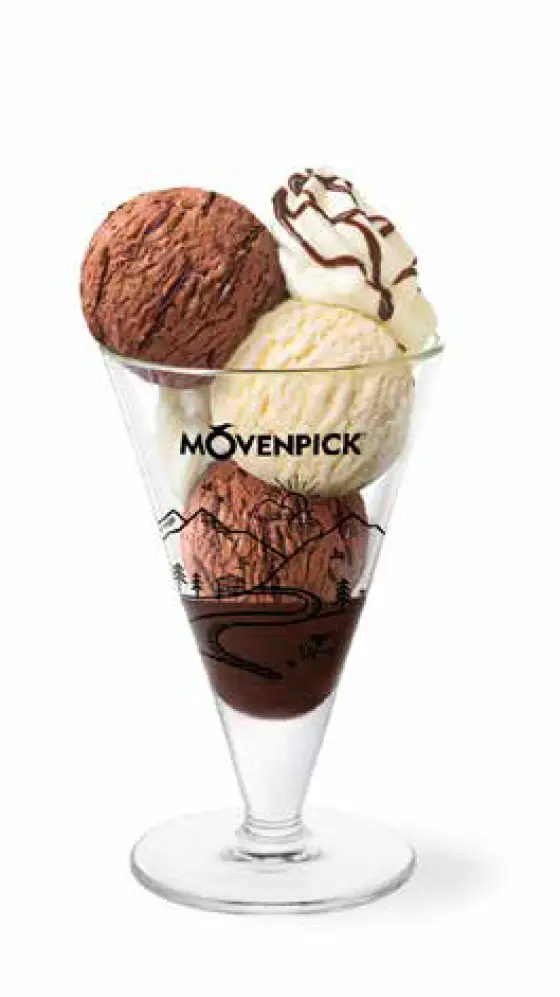 Coupe glacée Chocolat Liégeois — chocolat, vanille et chantilly, glacier de Chaudes-Aigues