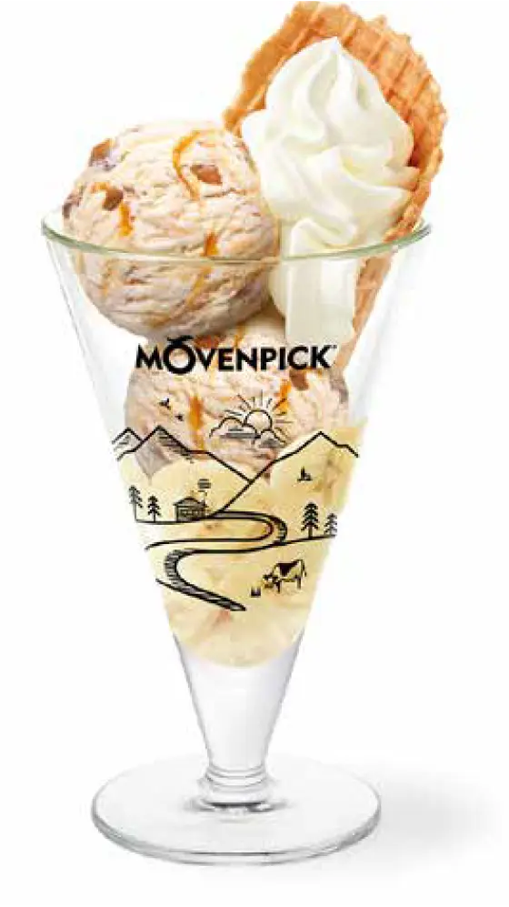 Coupe glacée La Gourmet — vanille, rhum raisins et rhum brun, glacier de Chaudes-Aigues