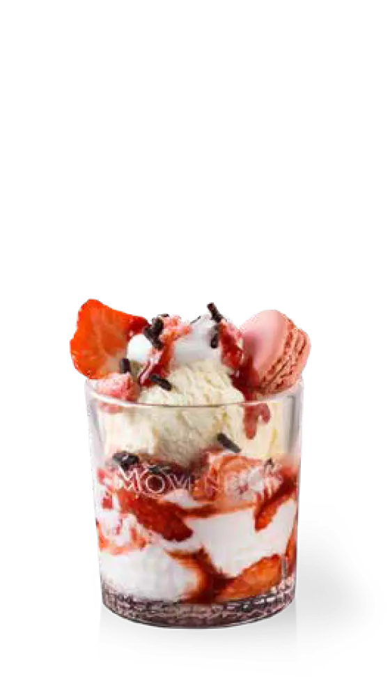 Coupe glacée Love You — fraise, fruits rouges et coulis de chocolat, glacier de Chaudes-Aigues